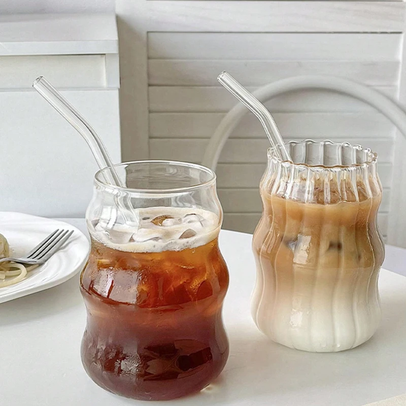 Cloud Cup with Straw for Coffee, High Borosilicate Juice, Spiral Cup, Chubby and Cute, Creative Design with High Aesthetic Value