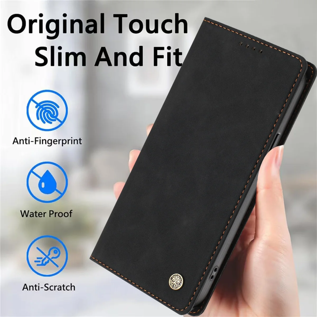 Luxury RFID Blocking Leather Wallet Phone Case with Card Holder and Protective Cover