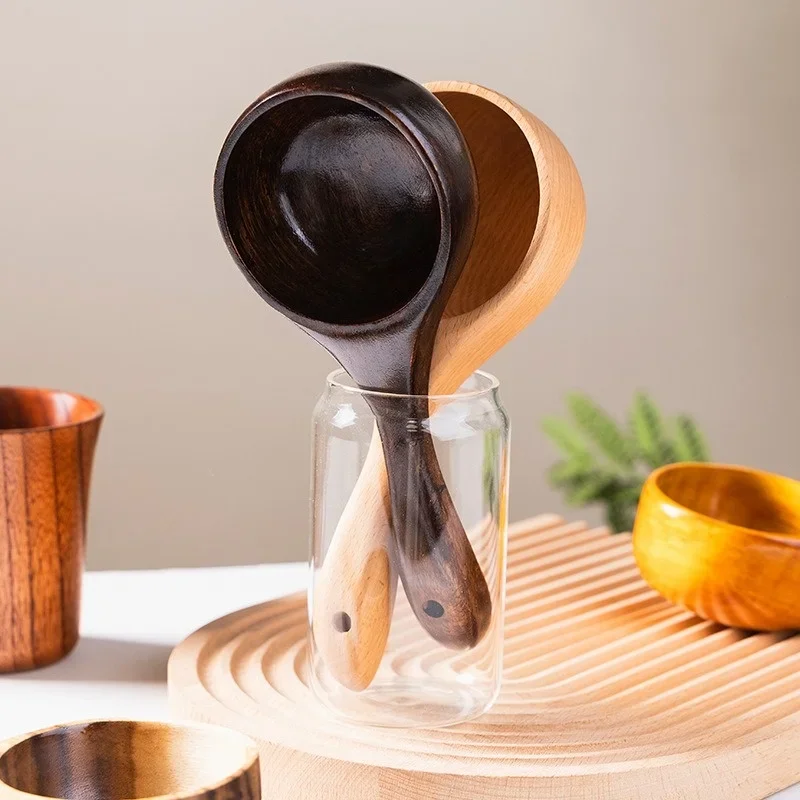 Long-handled Ladle Water Ladle Wooden Kitchen Rice Washing Tool Rice Spoon Water Spoon Powder Soup Household Kitchen Tools