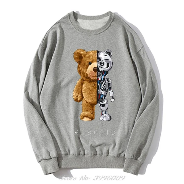 Fashion New Robot Teddy Bear Hoodies funny Men Pullover Oversized  Sweatshirt Sweater Streetwear - AliExpress
