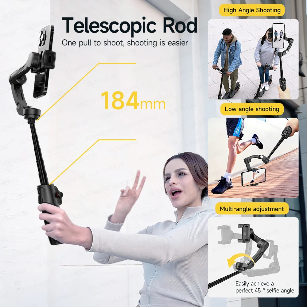 Gimbal para Smartphone 3 Ejes con Micrófono Desmontable y Seguimiento IA