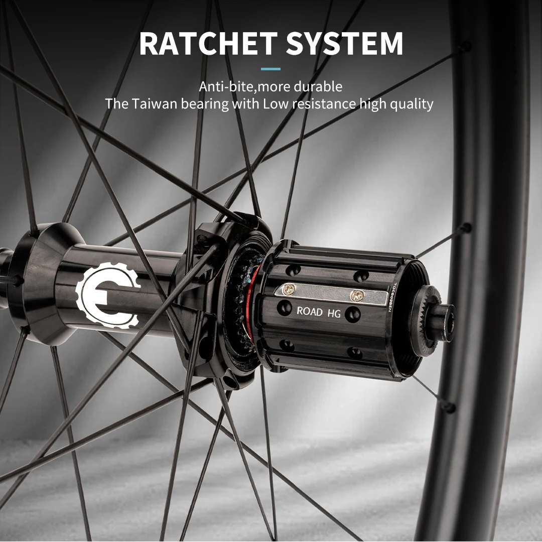Carbon Fiber Wheelset 40mm 50mm Ultralight 1291g Road Rim Brake Wheelset Ratchet System36T Wing 20 Spoke ELITEWHEELS EDGE carbon bike wheelset carbon wheelset bike wheelset