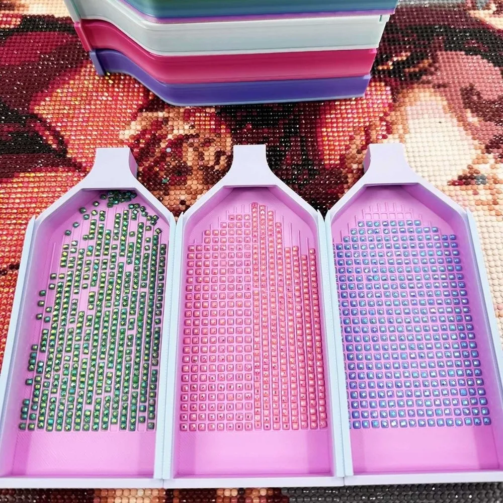 DIY Craft Diamond Painting Tray Kits Multi-Color Embroidery Drill Storage Box Glitter Beading Plates Art Dot Drill Tray
