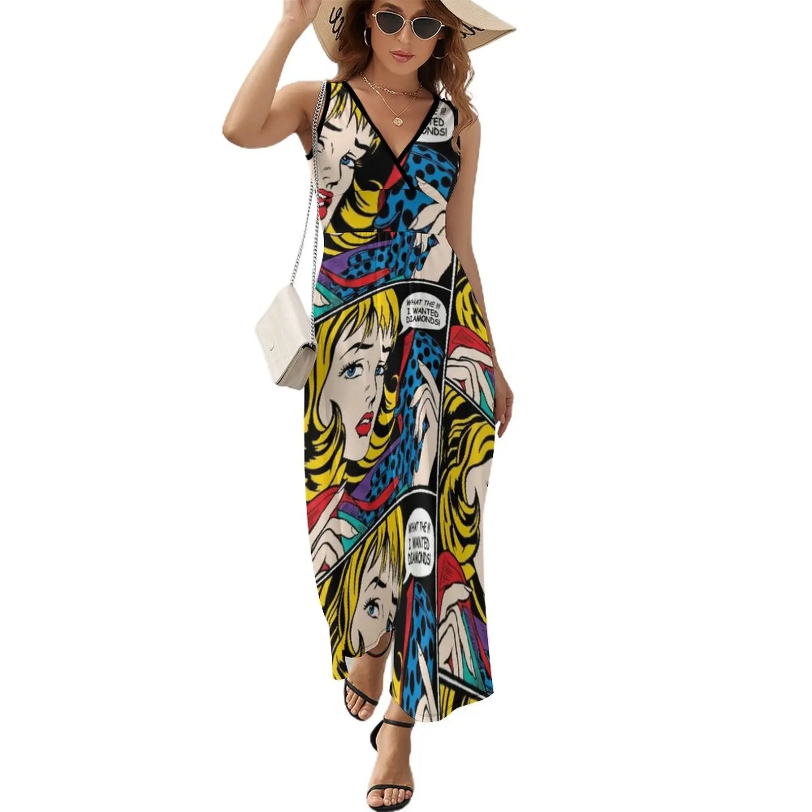 

Pop Art - 'What the !!! I wanted Diamonds' Sleeveless Dress ladies dresses for special occasions women dress summer dress