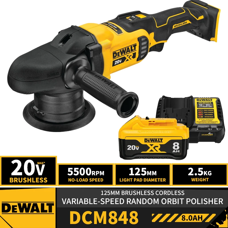 DEWALT DCM848 Kit 125MM 5in Brushless Cordless Variable-Speed Random Orbit  Polisher 20V Lithium Power Tools With Battery Charger - AliExpress