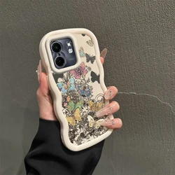 Smart 9 Flying Butterfly Wavy Silicone Phone Case Cover for infinix Smart 5 (White)