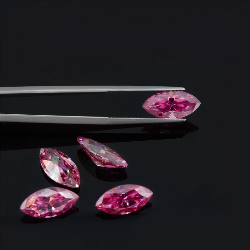 

GRA Moissanite Marquise Cut Pink Color 0.5ct To 1CT Loose Stone Lab Gem Stones for Diy Women's Ring Making