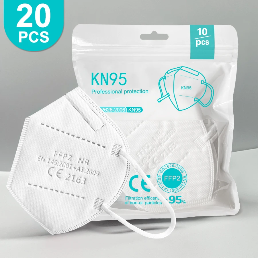 10 Masques KN95 Powecom – Protection Haute Qualité, Certifiés, Sac De 10 Pièces