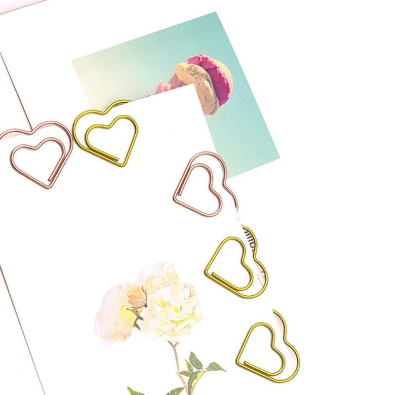 10 Pcs 금속 플래너 클립 학생을위한 작은 책갈피 하트 종이 클립