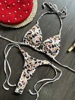 Sexy Printed Halter Mini Micro Thong Bikini Female Swimsuit Women Swimwear Two-pieces Bikini set Bather Bathing Suit Swim K5072