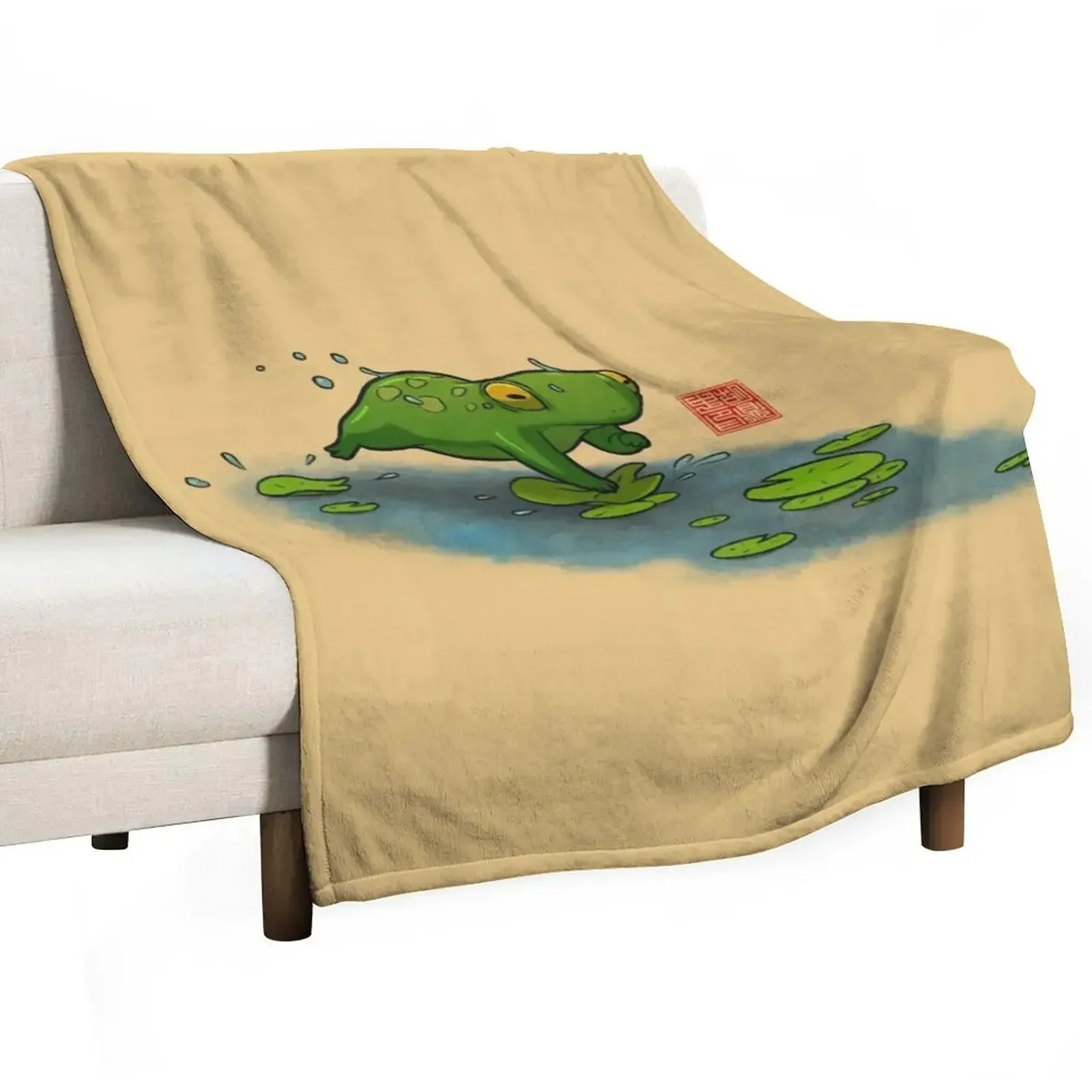 

frog cat lilypads Throw Blanket Retros Personalized Gift Soft Plush Plaid Softest Blankets