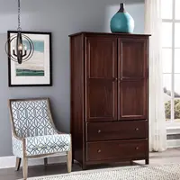 Wood Furniture Shaker 2-Door Wardrobe, Solid Wood with Cherry Finish 2
