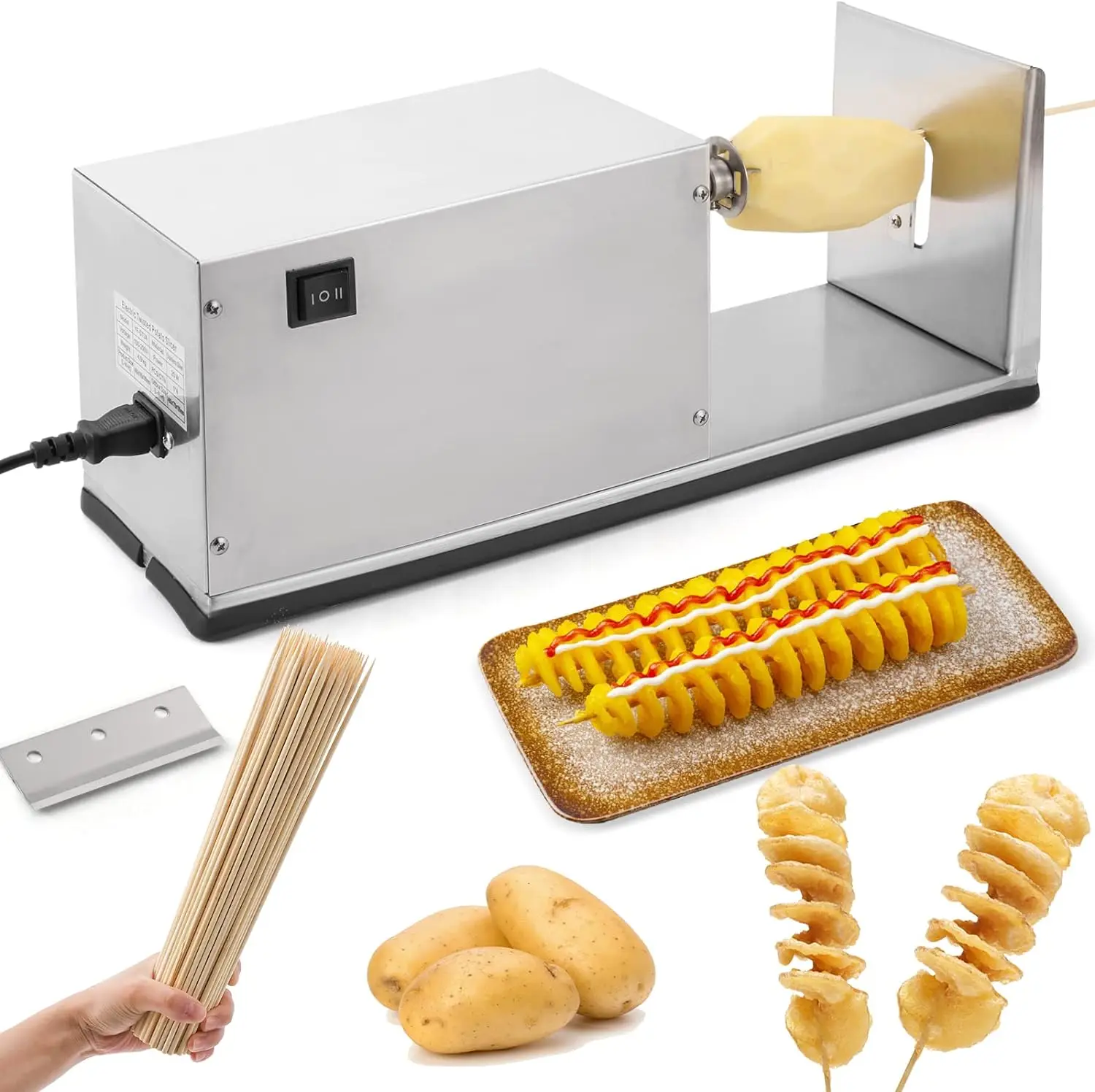 

Slicer Potato Spiral Slicer with Free Bamboo Skewers Stainless Steel Automatic Twisted Potato Cutter Machine Vegetable Cutting
