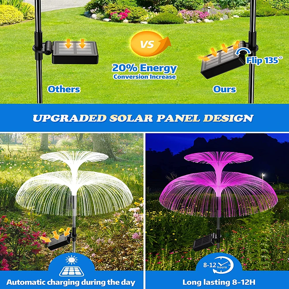 Solar LED Lights Jellyfish 7 Colors Changing Outdoor Waterproof Garden For Pathway Lawn Patio