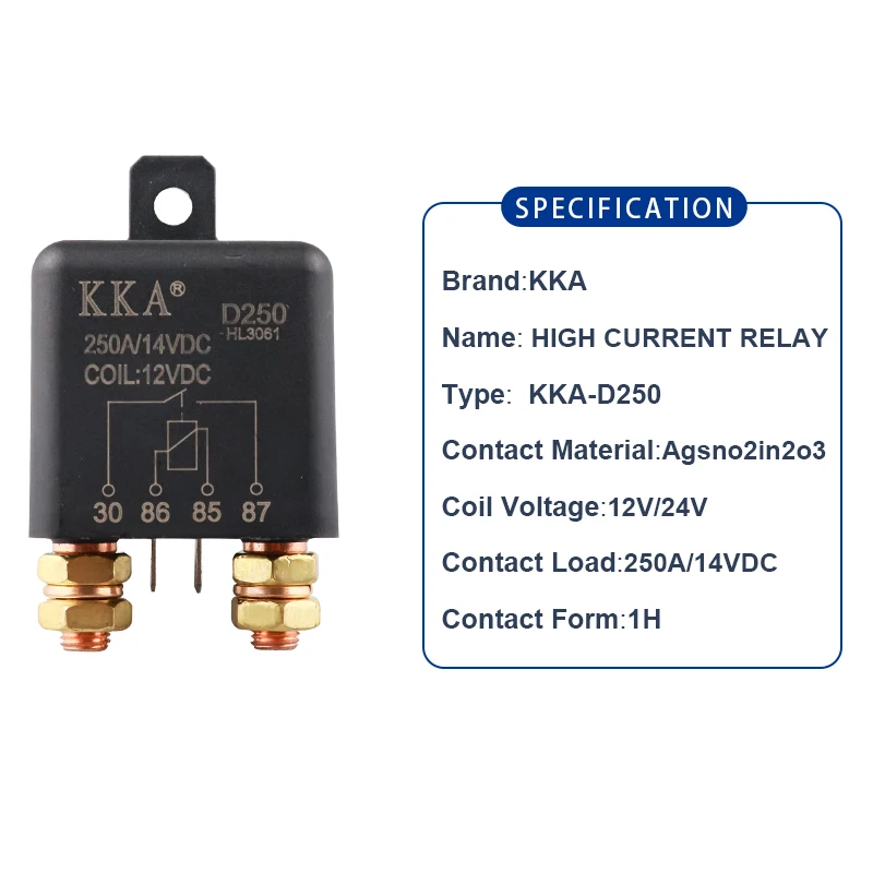 KKA D Series 120A 200A 250A 12V 24V Heavy Duty Car Starter Relay For Car Motor Truck Boat Engine