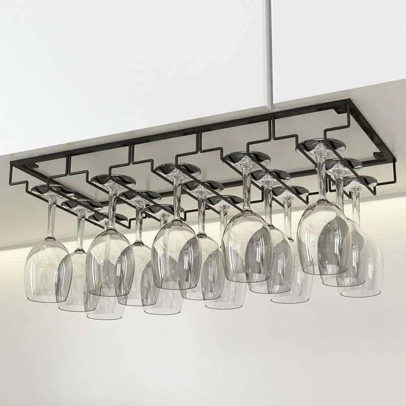 Wine Glass Rack Wall-mounted Multi-function Wine Glass Hanging Rack Family Kitchen Cupboard Bar Decoration Goblet Storage