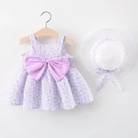 Vêtements d'été pour bébés de 0 à 3 ans, robe de princesse fleurie sans manches avec chapeau et nœud pour filles, vacances à la mer 5
