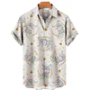 2023 Summer Cat Print Hawaiian Shirt Men's Beach Vacation Casual Tops Plus Size Loose And Simple Outdoor 3XL Button Shirts 4