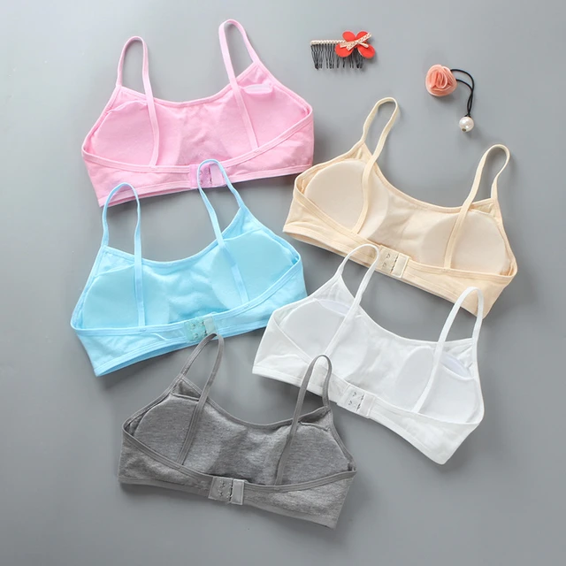 Kids Puberty Girls Underwear Padded Bras Tops Teen Girl Solid Color Vest  Top Student Children Sport Training Bra 7-16 Years - Training Bras -  AliExpress