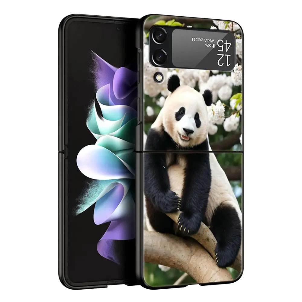 Luxury Black Folding Phone Case with Fubao Panda Design
