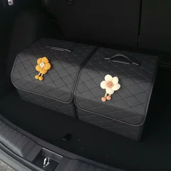 Large Capacity Car Trunk Organizer Box Household Multiuse Storage Bag Foldable Leather Stowing Tidying Emergency Storage Boxes 2