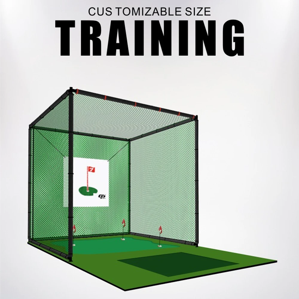 

Golf Practice Network 3*3*3m Iron Pipe Golf Training Cage Hit Net Indoor/Outdoor Golf Trainer Putting Strike Cage