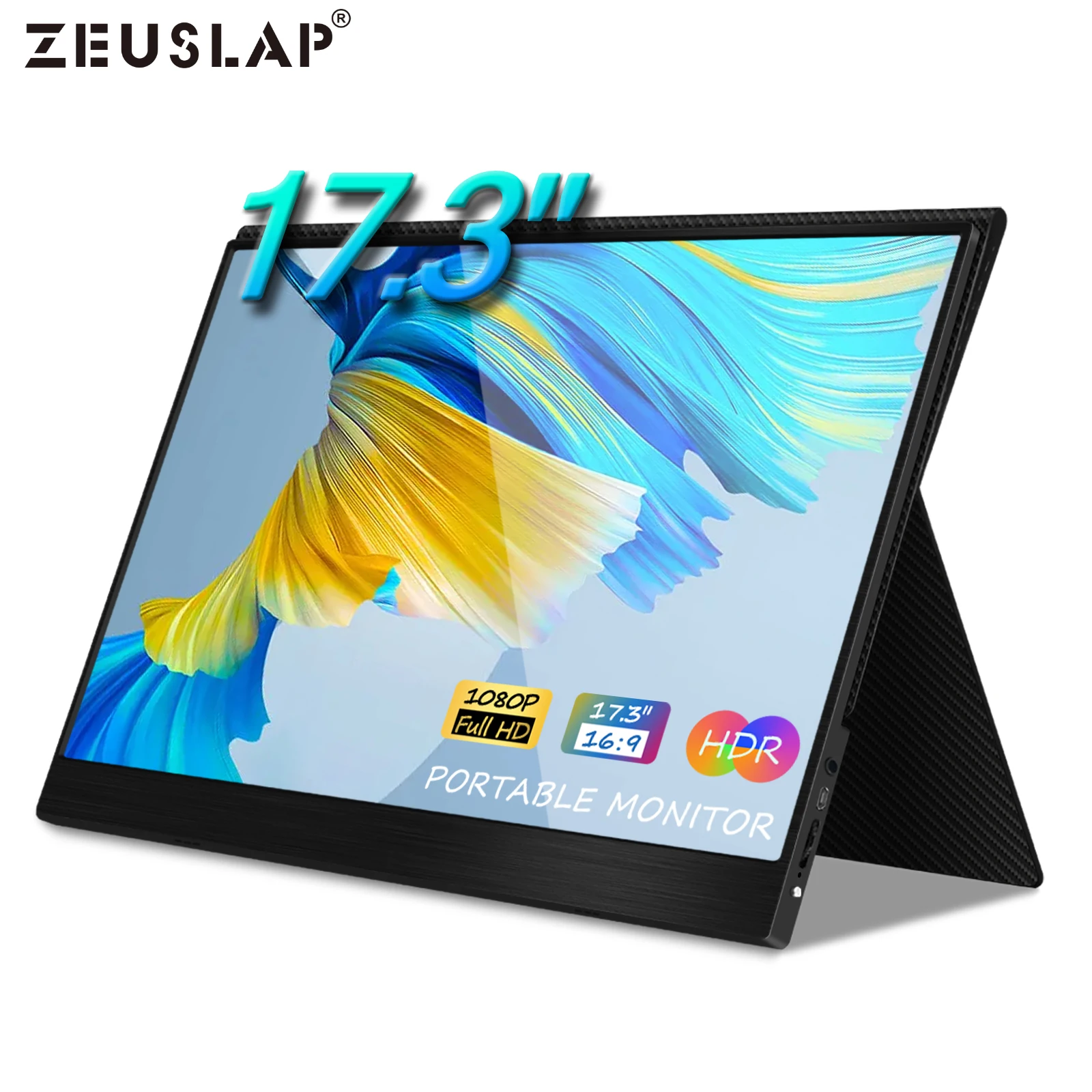 

Портативный монитор ZEUSLAP, 100% sRGB, 17,3 дюймов, 1920*1080P Ips экран, дисплей для ПК, ноутбука Raspberry Pi, Графическая карта, автомобильная навигация