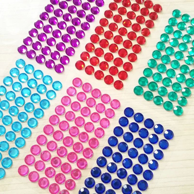 Self Adhesive Rhinestone Sticker 50pcs Round 10mm Gems/Stick On Diamante Crystals for Card Making/Crafts/Wedding #437509