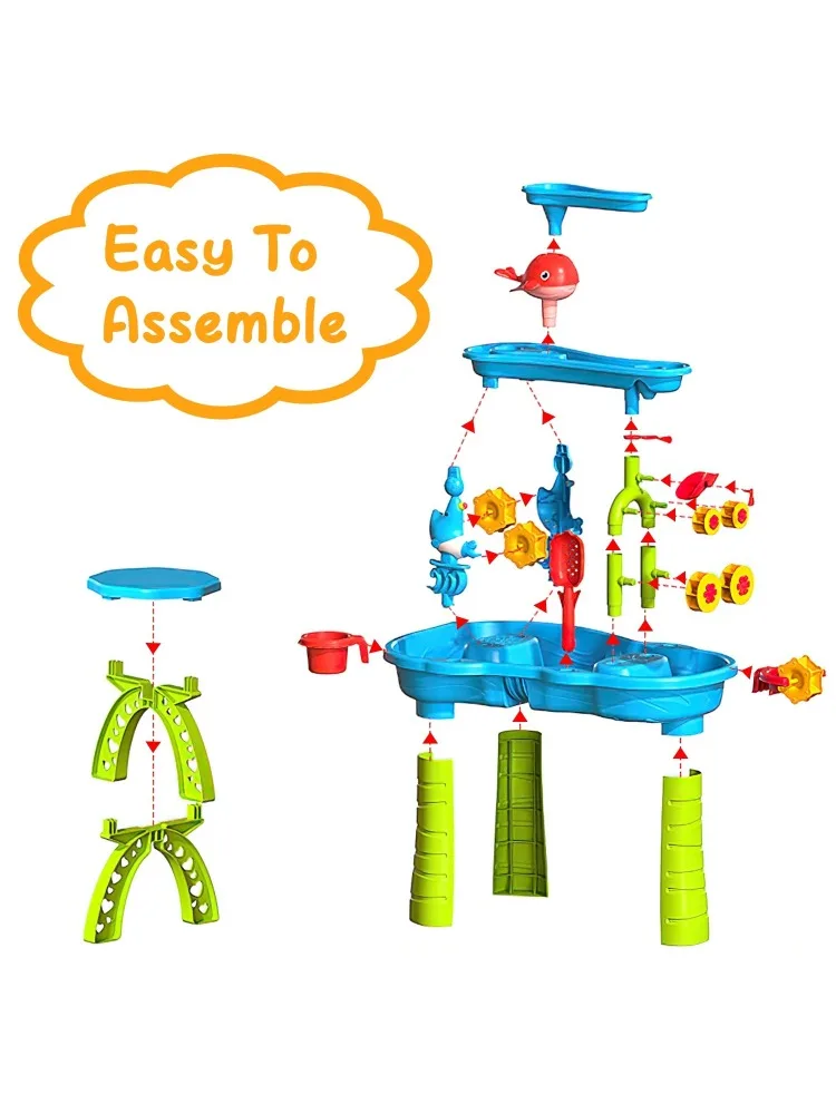 Children's sand and water table toddler water activity table rain shower game table toys 6