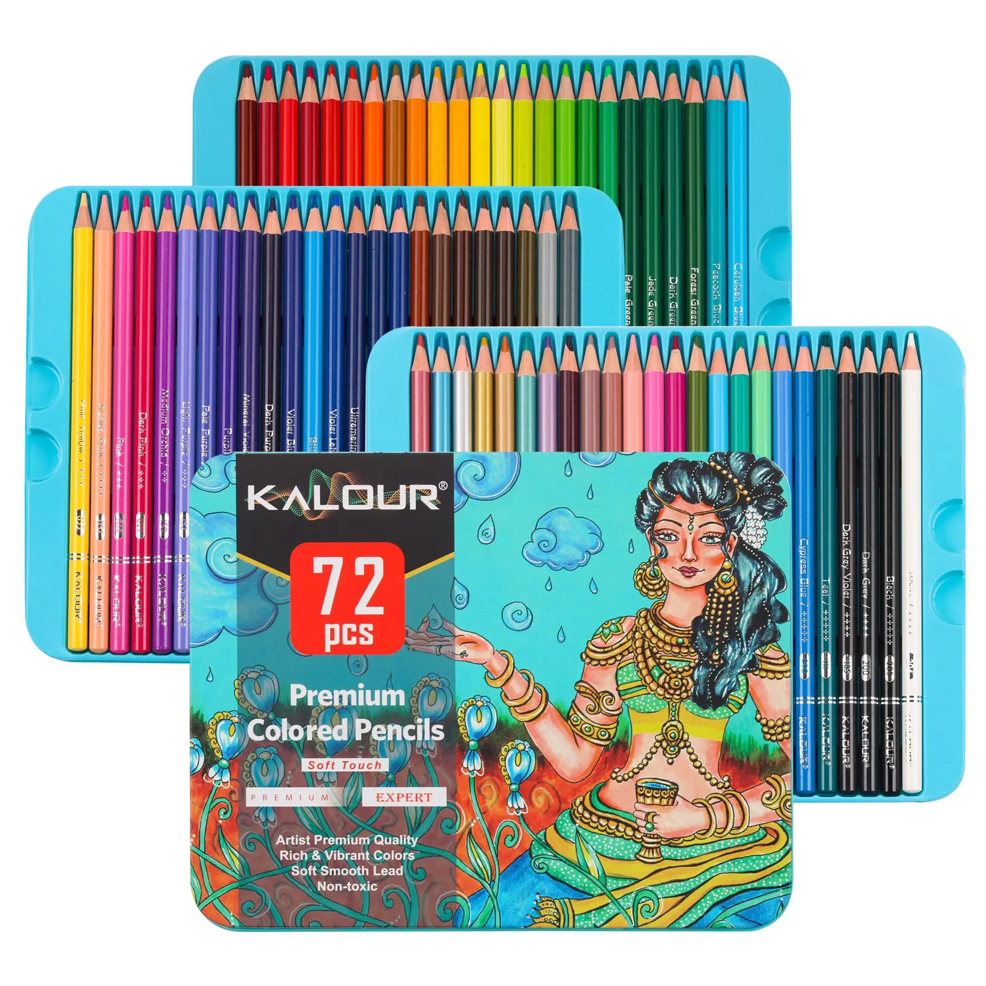 Kalour 72pcs Colored Pencils Painting Professional Oily Color Pencil 72 Color Lead Art Coloring Drawing Pencil Oily Color Brush 12pcs colored pencil recycled newspaper color pencils oil based colored lead student painting pencil paper box set holiday gift