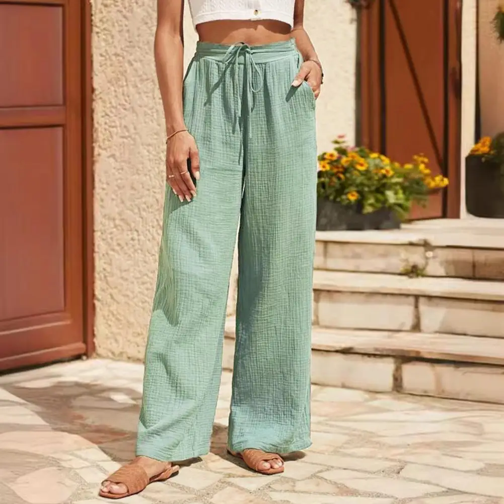 

Drawstring Casual Pants Stylish Women's Casual Pants with Wide Leg Adjustable Drawstring for Comfortable Streetwear Leisure