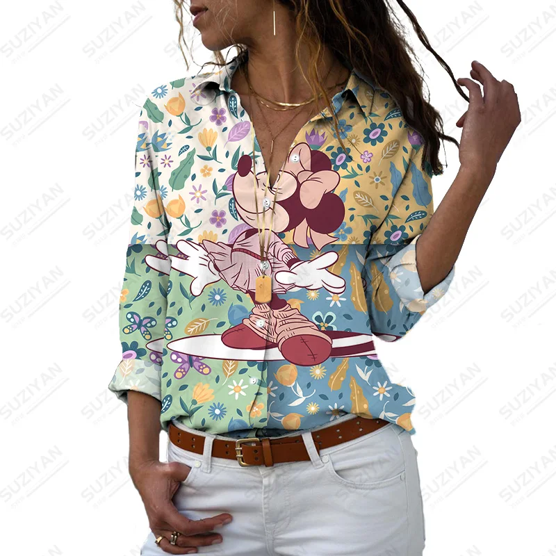 

Women'S Fashion Printed Tops Loose Female Shirt Tops Fashion New Women'S Top Elegant Turn-Down Collar Blouse