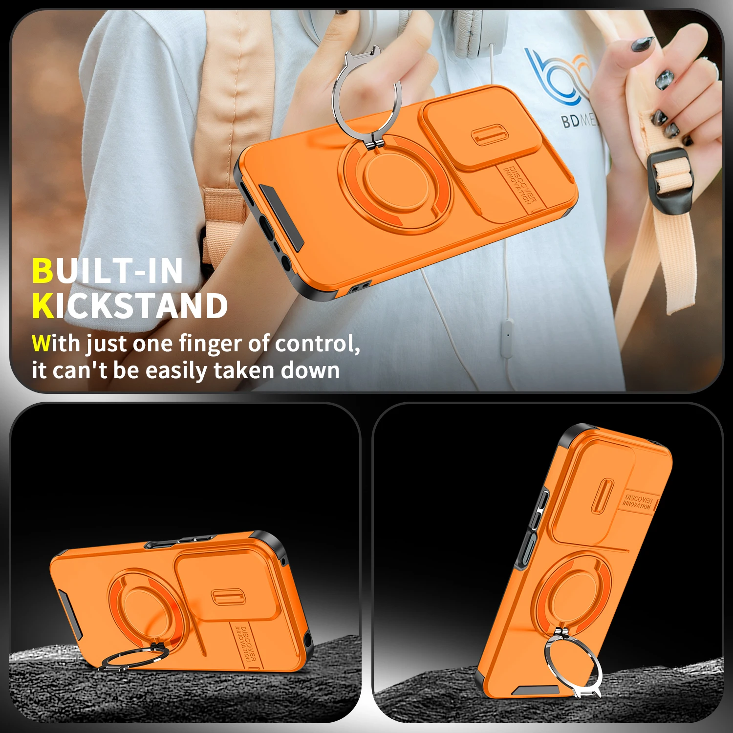 360° Rotating Magnetic Finger Camera Slide Cover Phone Case