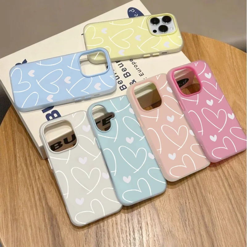 Stylish White Love Heart 2-in-1 Matte Phone Case