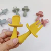 2Pcs/Set BPA Free Silicone Mini Fork Spoon Baby Learning Feeding spoon set Training Utensils For Newborn 2