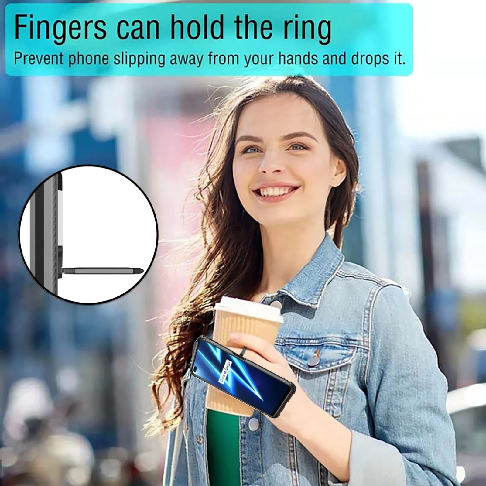 For OPPO Realme 6 Pro Carbon Fiber Protective Case with 360 Degree Rotating Ring Holder