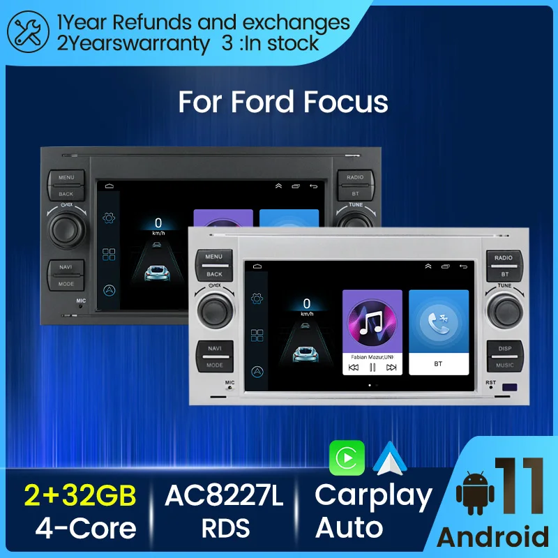 2 DIN Carplay Android 11 Автомобильное радио стерео GPS для Ford Mondeo S-max Focus C-MAX Galaxy Fiesta transit Fusion