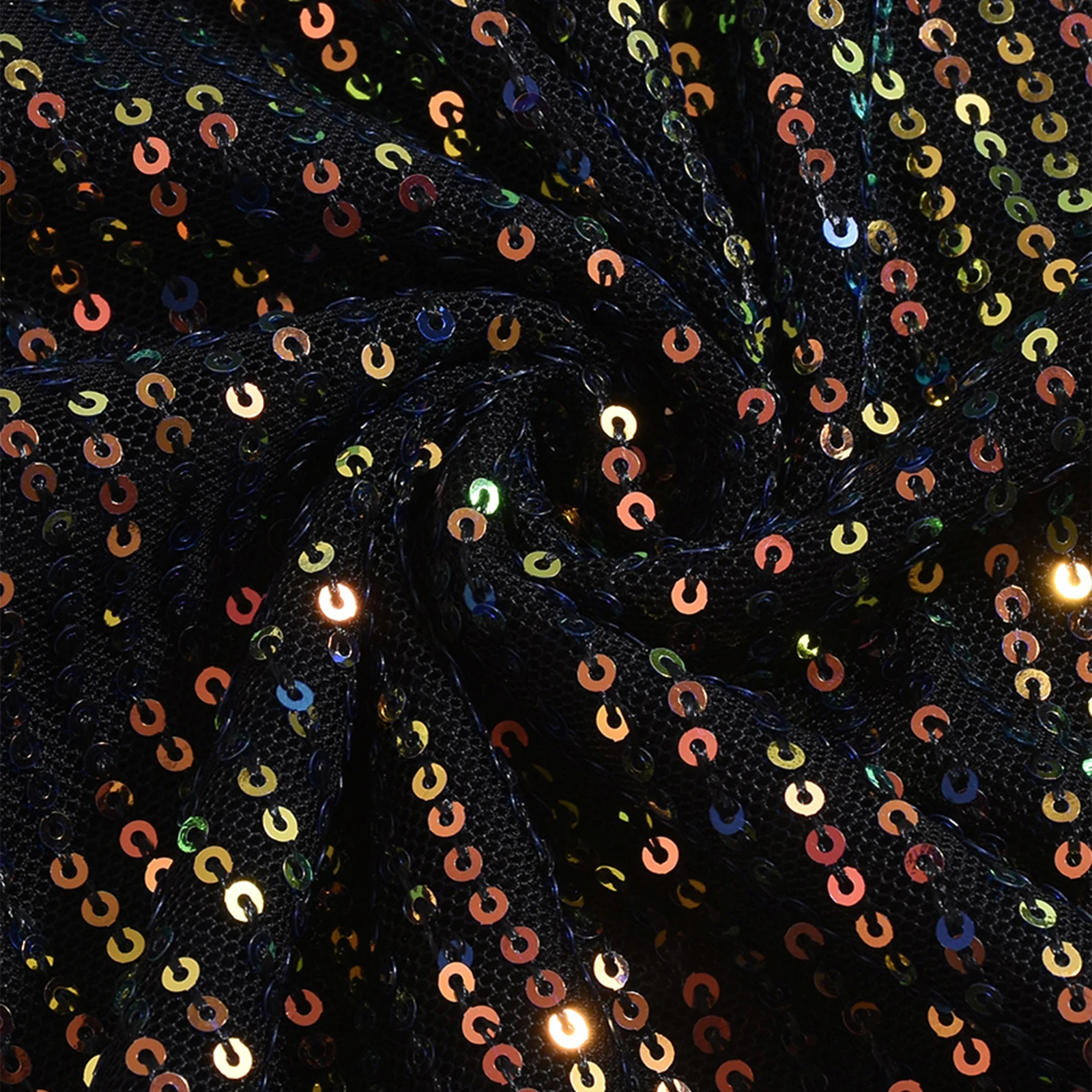 Woman wearing a sparkly sequin tank top with round neck in a casual Y2K streetwear outfit sample