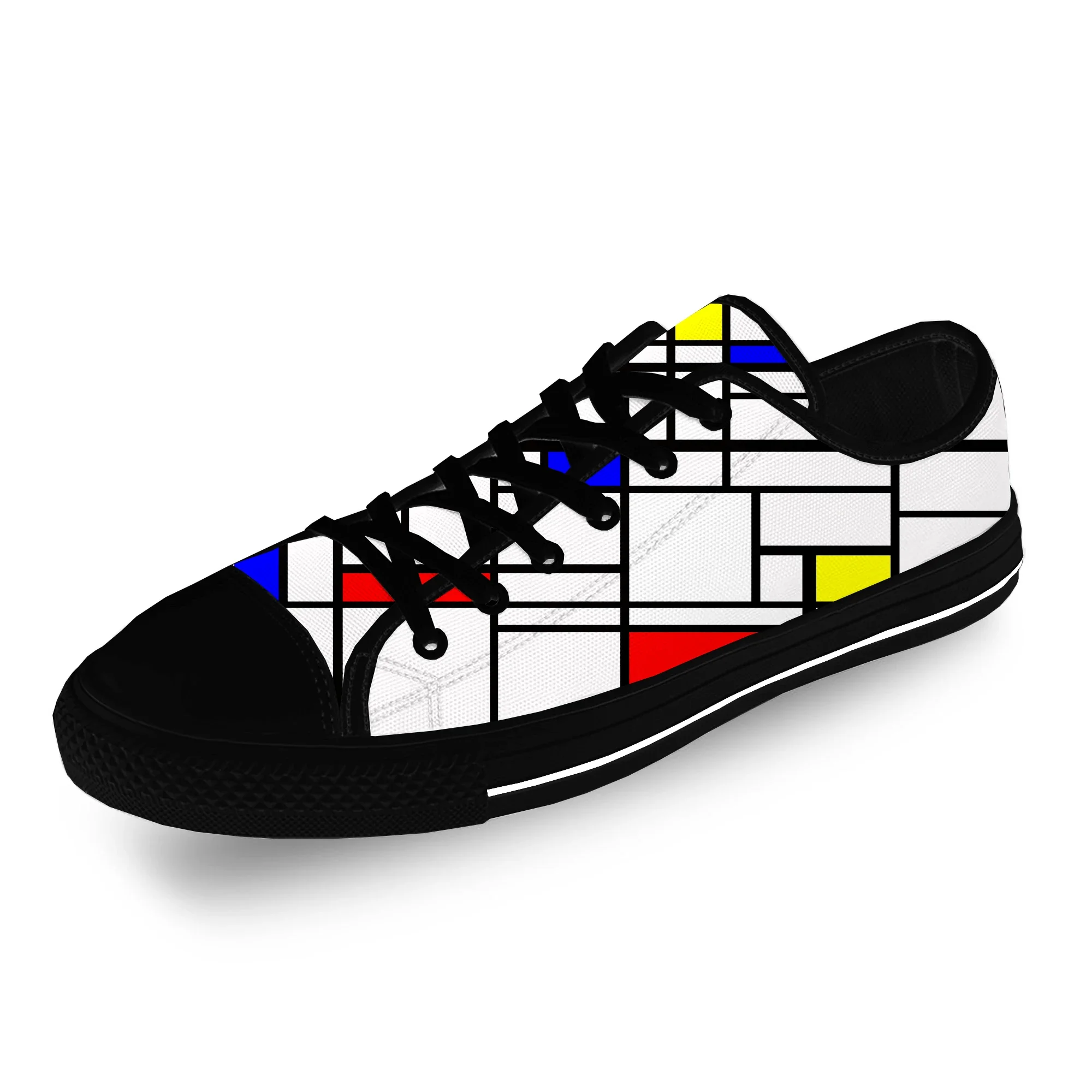 

Холщовые кроссовки Mondrian с абстрактным рисунком, повседневная ткань, Модные низкие кеды с 3D принтом, легкие дышащие, для мужчин и женщин