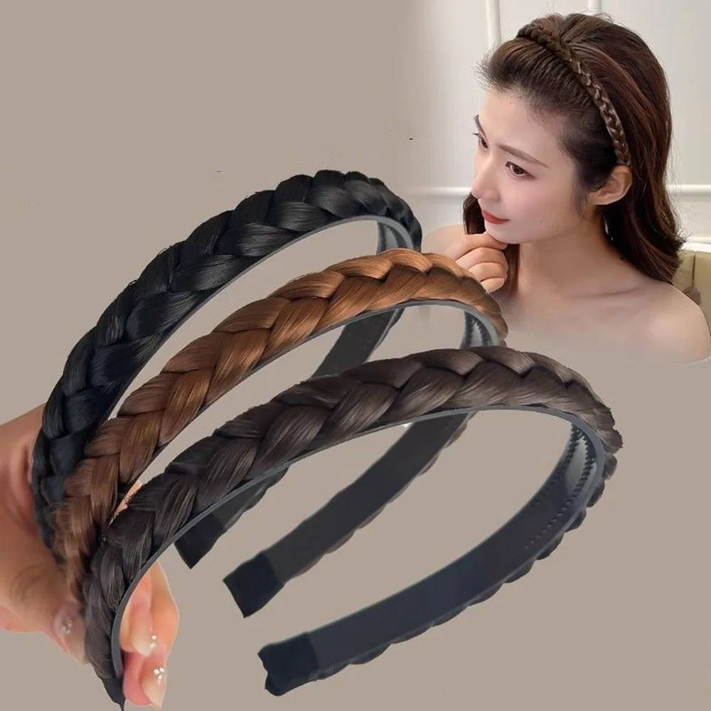 2pc Vintage Perücke Twists Braid Haarband mit Zahn Anti-skid Haar Bands für Frauen Mädchen Koreanische Retro Stirnband zubehör