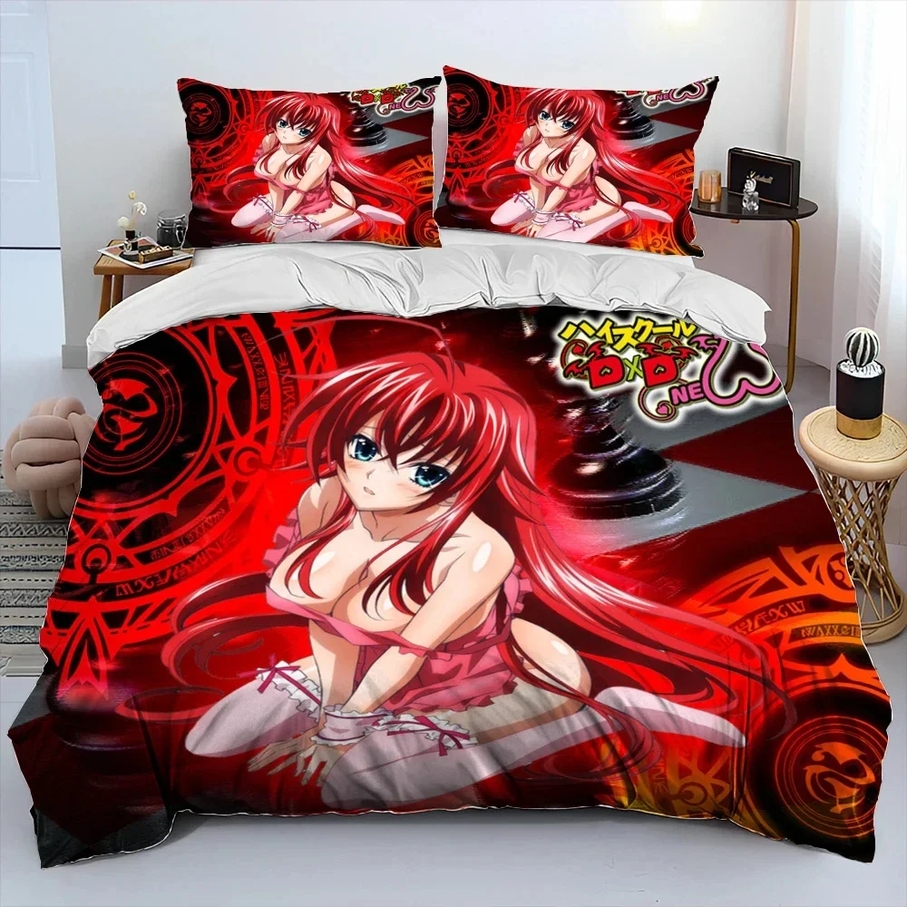 Sexy Girl High School DxD Anime Bedding Set Duvet Cover Bed Set Quilt Cover Pillowcase Comforter king Queen Size Boys Adult