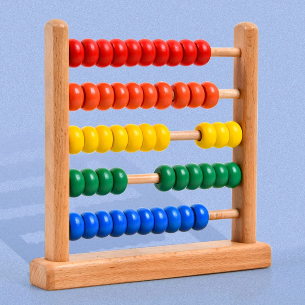 2Pcs 너도밤나무 5열 주판,  수학 학습용 어린이 계산 보조기구, 인지 발달 도구, 나무 재질