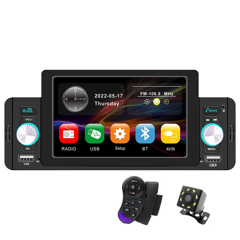 Bluetooth Car Radio 1 Din Handsfree Mirrorlink 5 Touch Screen MP5