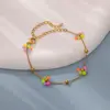 Rainbow Beads Flowers Bracelets for Women Stainless Steel Gold Color Daisy Wrist Bracelet femme Fashion Boho Waterproof Jewelry
