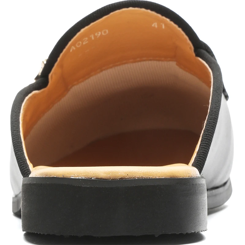 Hight Quality Summer New British Street Style Leather Mules For Men's Black White Hombre Daily Outdoor Dress Slippers Big Size — view 5