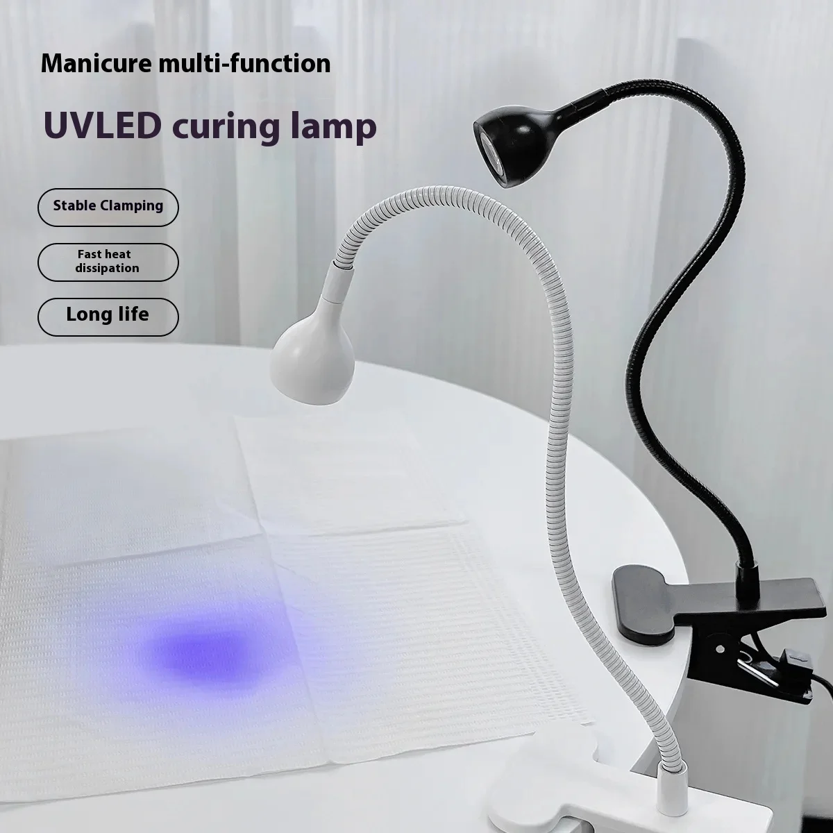 3W UV 자외선 LED 스포트라이트 조정 경화 램프 매니큐어 경화 접목 속눈썹 접착제 경화 램프 미용 도구