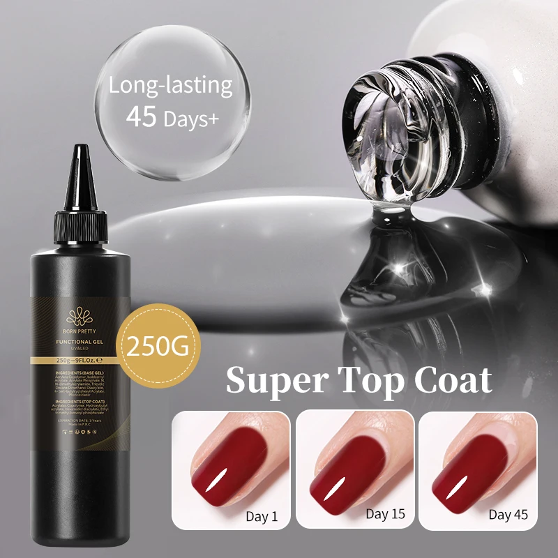 BORN PRETTY 250g Super Top Coat Gel smalto per unghie Base Gel opaco Top Coat vernice semipermanente Soak Off Nail Art Gel funzionale