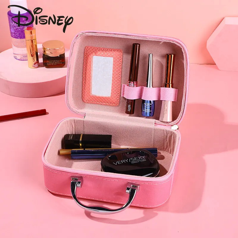 Disney's New Mermaid Portable Makeup Case Large Capacity Fashion Storage Bag Business Travel Convenient with Mirror Makeup Kit