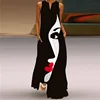 Robe longue à col en V pour femmes, tenue d'été élégante, vintage, imprimée, grande taille