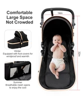 Poussette légère 3-en-1 pour bébé, convertible (assis et inclinable) avec panier de rangement, siège auto inclus, système de voyage pour nouveau-né, idéale pour les voyages en avion et les longs trajets, poussette pliable. 5